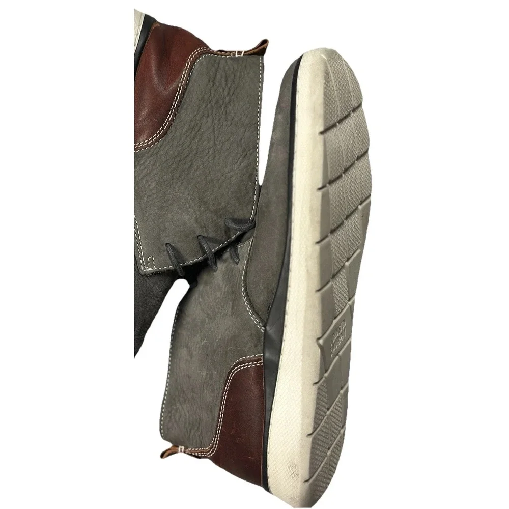 Leather Johnston & Murphy Sheepskin Boots Men's 10.5 Farley Nubuck Chukk Gray